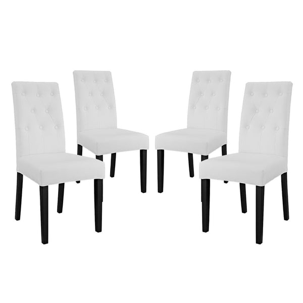 Modway Furniture Confer Vintage Glamour Dining Side Chair Set of 4 - Plush Faux Leather with Tufted Detailing EEI-3324-WHI
