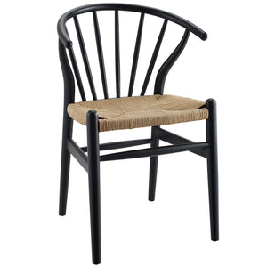 Modway Furniture Flourish Spindle Wood Dining Side Chair - Scandinavian Charm with Timeless Design and Comfort Black EEI-3338-BLK