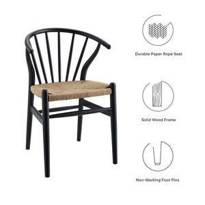 Modway Furniture Flourish Spindle Wood Dining Side Chair - Scandinavian Charm with Timeless Design and Comfort Black EEI-3338-BLK