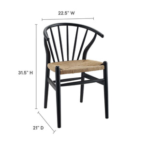 Modway Furniture Flourish Spindle Wood Dining Side Chair - Scandinavian Charm with Timeless Design and Comfort Black EEI-3338-BLK