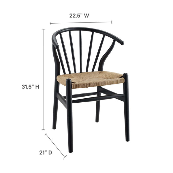 Modway Furniture Flourish Spindle Wood Dining Side Chair - Scandinavian Charm with Timeless Design and Comfort Black EEI-3338-BLK