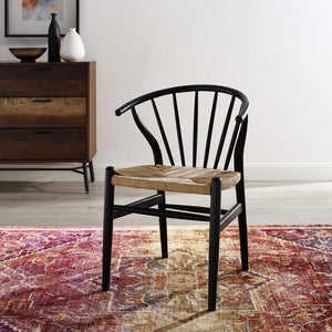 Modway Furniture Flourish Spindle Wood Dining Side Chair - Scandinavian Charm with Timeless Design and Comfort Black EEI-3338-BLK