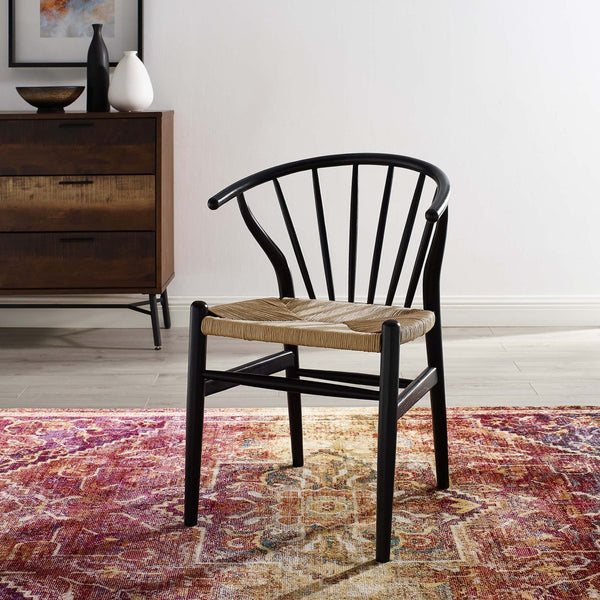 Modway Furniture Flourish Spindle Wood Dining Side Chair - Scandinavian Charm with Timeless Design and Comfort Black EEI-3338-BLK