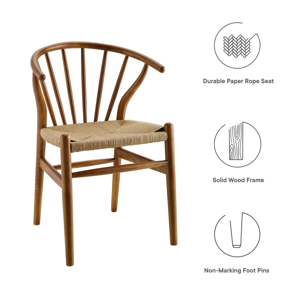 Modway Furniture Flourish Spindle Wood Dining Side Chair - Scandinavian Charm with Timeless Design and Comfort Walnut EEI-3338-WAL