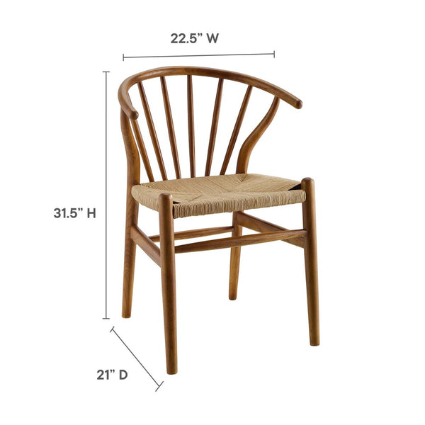Modway Furniture Flourish Spindle Wood Dining Side Chair - Scandinavian Charm with Timeless Design and Comfort Walnut EEI-3338-WAL