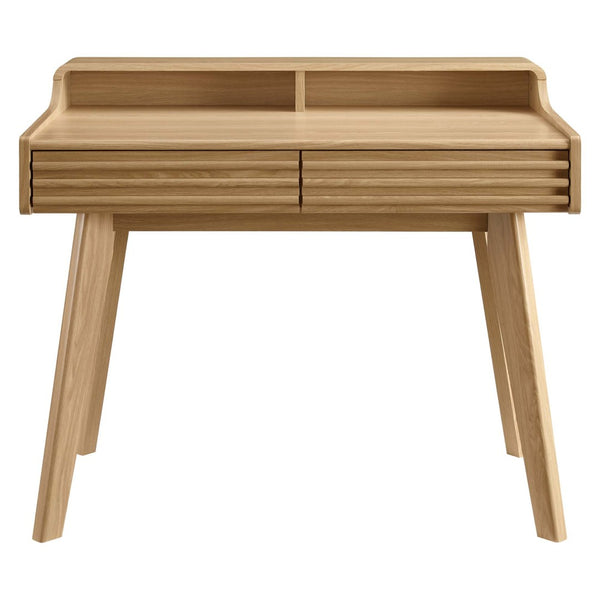 Modway Furniture Render Writing Desk by Modway - Stylish Mid-Century Design with Functional Storage for Small Spaces Oak EEI-3342-OAK