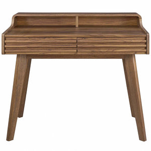 Modway Furniture Render Writing Desk by Modway - Stylish Mid-Century Design with Functional Storage for Small Spaces Walnut EEI-3342-WAL