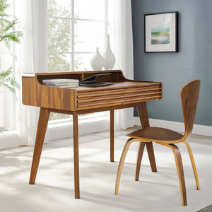 Modway Furniture Render Writing Desk by Modway - Stylish Mid-Century Design with Functional Storage for Small Spaces Walnut EEI-3342-WAL