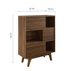 Modway Furniture Render Three-Tier Display Storage Cabinet Stand - Mid-Century Walnut Design for Stylish Organization EEI-3343-WAL