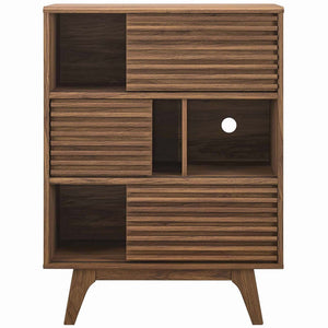 Modway Furniture Render Three-Tier Display Storage Cabinet Stand - Mid-Century Walnut Design for Stylish Organization EEI-3343-WAL