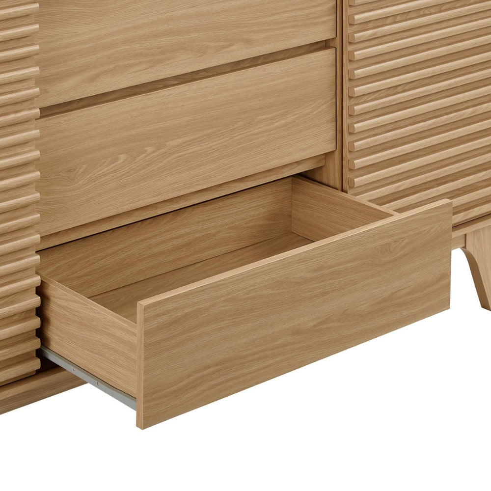 Modway Furniture Render 63" Mid-Century Modern Sideboard Buffet Table or TV Stand with Versatile Storage Solutions Oak EEI-3344-OAK