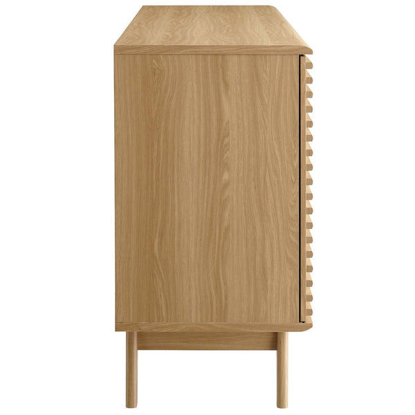 Modway Furniture Render 63" Mid-Century Modern Sideboard Buffet Table or TV Stand with Versatile Storage Solutions Oak EEI-3344-OAK