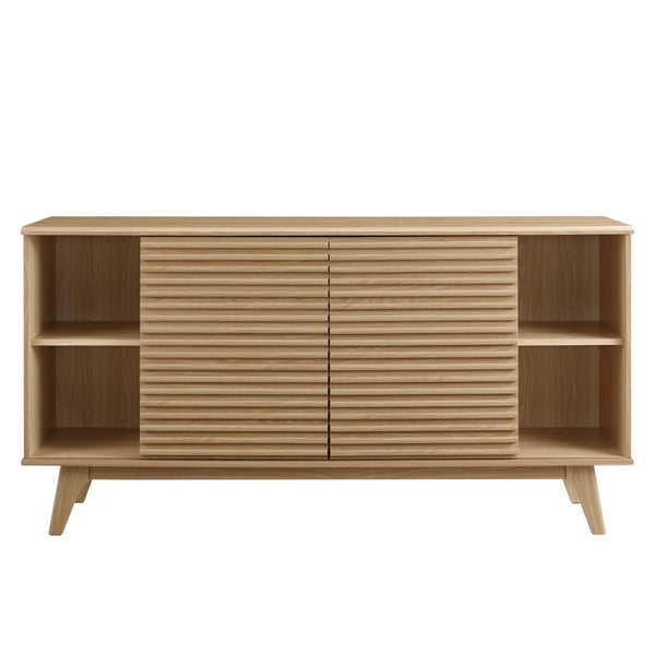 Modway Furniture Render 63" Mid-Century Modern Sideboard Buffet Table or TV Stand with Versatile Storage Solutions Oak EEI-3344-OAK