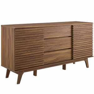 Modway Furniture Render 63" Mid-Century Modern Sideboard Buffet Table or TV Stand with Versatile Storage Solutions Walnut EEI-3344-WAL