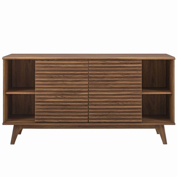 Modway Furniture Render 63" Mid-Century Modern Sideboard Buffet Table or TV Stand with Versatile Storage Solutions Walnut EEI-3344-WAL