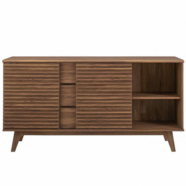 Modway Furniture Render 63" Mid-Century Modern Sideboard Buffet Table or TV Stand with Versatile Storage Solutions Walnut EEI-3344-WAL