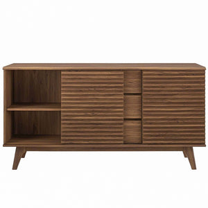 Modway Furniture Render 63" Mid-Century Modern Sideboard Buffet Table or TV Stand with Versatile Storage Solutions Walnut EEI-3344-WAL