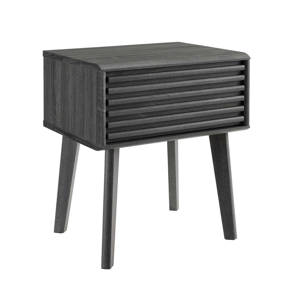 Modway Furniture Render End Table - Stylish Mid-Century Design with Functional Storage for Modern Living Spaces Charcoal EEI-3345-CHA