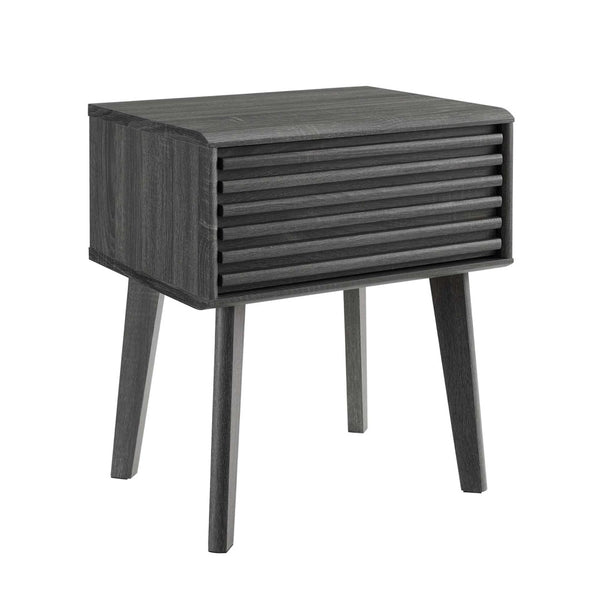 Modway Furniture Render End Table - Stylish Mid-Century Design with Functional Storage for Modern Living Spaces Charcoal EEI-3345-CHA