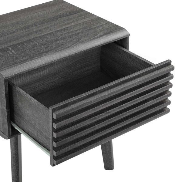 Modway Furniture Render End Table - Stylish Mid-Century Design with Functional Storage for Modern Living Spaces Charcoal EEI-3345-CHA