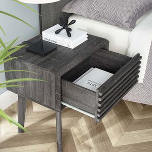Modway Furniture Render End Table - Stylish Mid-Century Design with Functional Storage for Modern Living Spaces Charcoal EEI-3345-CHA