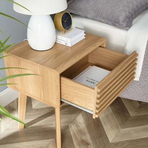 Modway Furniture Render End Table - Stylish Mid-Century Design with Functional Storage for Modern Living Spaces Oak EEI-3345-OAK