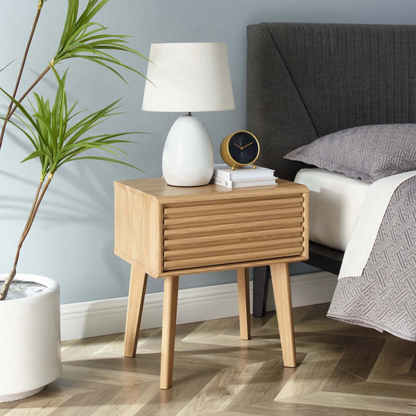 Modway Furniture Render End Table - Stylish Mid-Century Design with Functional Storage for Modern Living Spaces Oak EEI-3345-OAK