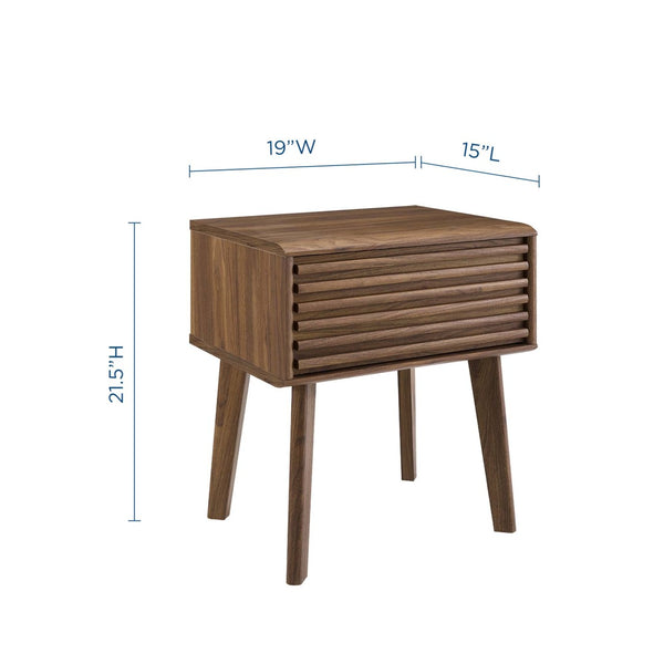 Modway Furniture Render End Table - Stylish Mid-Century Design with Functional Storage for Modern Living Spaces Walnut EEI-3345-WAL