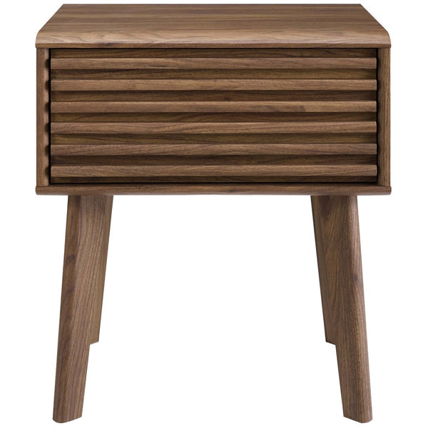 Modway Furniture Render End Table - Stylish Mid-Century Design with Functional Storage for Modern Living Spaces Walnut EEI-3345-WAL