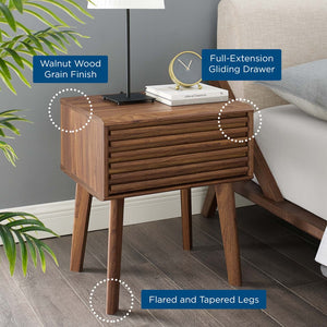 Modway Furniture Render End Table - Stylish Mid-Century Design with Functional Storage for Modern Living Spaces Walnut EEI-3345-WAL