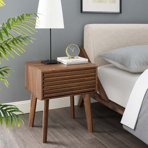 Modway Furniture Render End Table - Stylish Mid-Century Design with Functional Storage for Modern Living Spaces Walnut EEI-3345-WAL