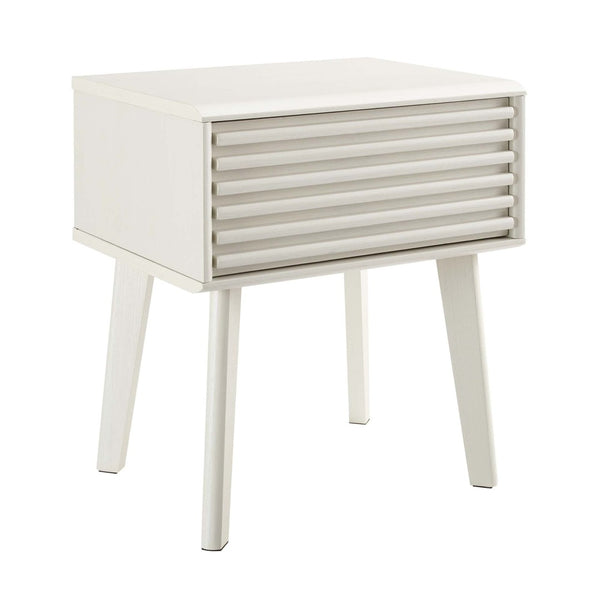 Modway Furniture Render End Table - Stylish Mid-Century Design with Functional Storage for Modern Living Spaces White EEI-3345-WHI