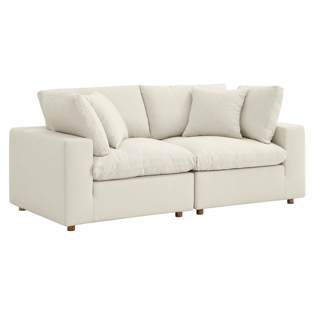 Modway Furniture Commix Two Piece Linen Texture Sectional Sofa with Down Filled Plush Cushions EEI-3354-LBG