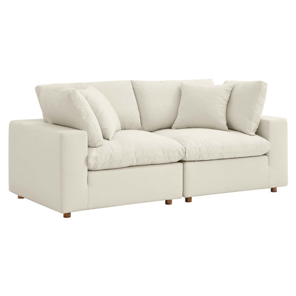 Modway Furniture Commix Two Piece Linen Texture Sectional Sofa with Down Filled Plush Cushions EEI-3354-LBG