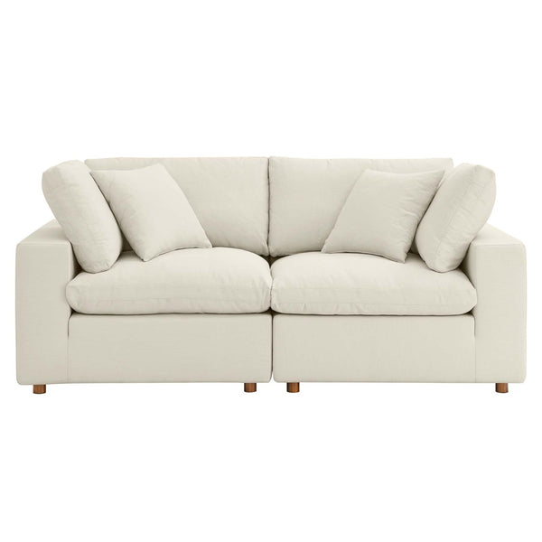 Modway Furniture Commix Two Piece Linen Texture Sectional Sofa with Down Filled Plush Cushions EEI-3354-LBG