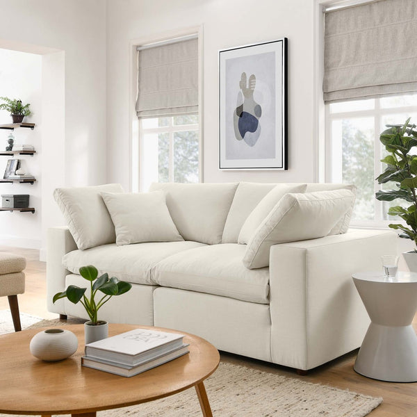 Modway Furniture Commix Two Piece Linen Texture Sectional Sofa with Down Filled Plush Cushions EEI-3354-LBG