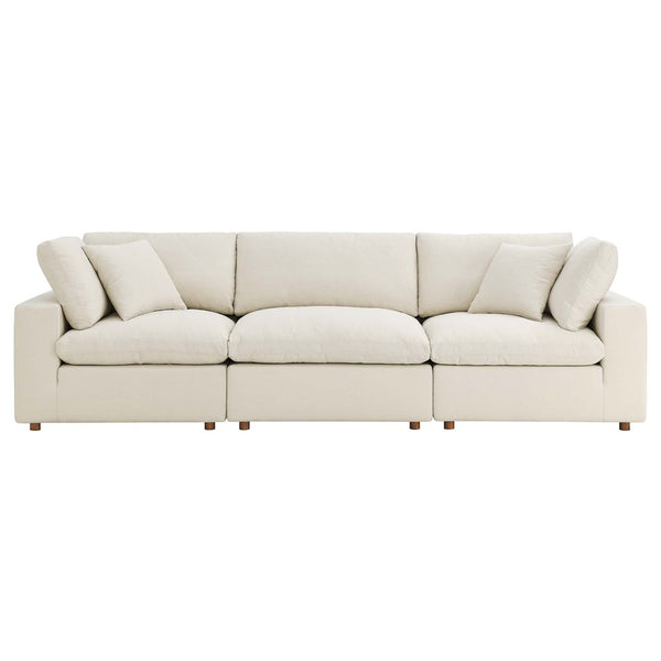 Modway Furniture Commix Modway 3 Piece Linen Texture Sectional Sofa with Down Fill Cushions EEI-3355-LBG