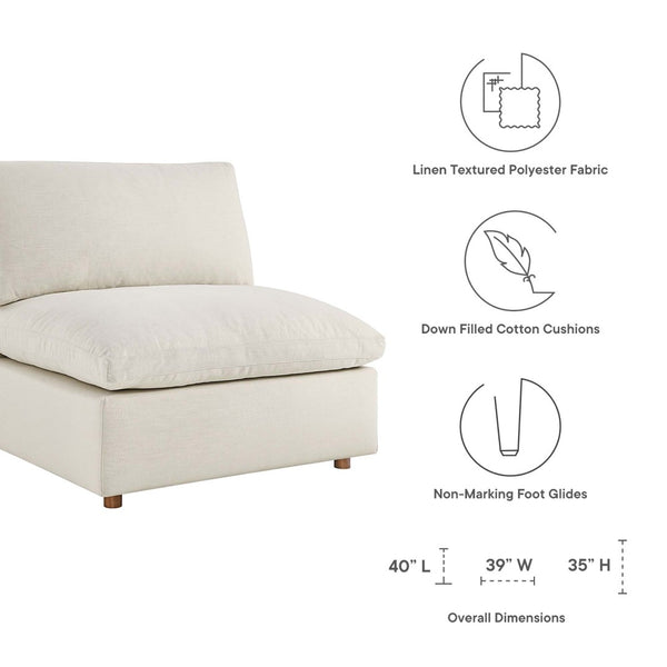 Modway Furniture Commix Modway 3 Piece Linen Texture Sectional Sofa with Down Fill Cushions EEI-3355-LBG