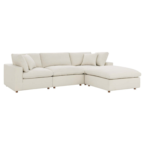 Modway Furniture Commix Four Piece Modular Sectional Sofa with Down Fill and Linen Texture Upholstery EEI-3356-LBG