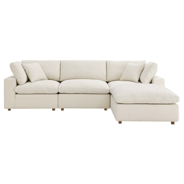 Modway Furniture Commix Four Piece Modular Sectional Sofa with Down Fill and Linen Texture Upholstery EEI-3356-LBG