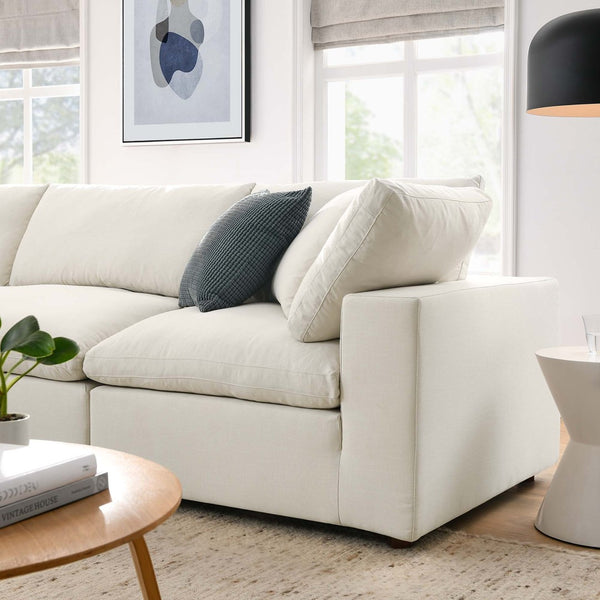 Modway Furniture Commix Four Piece Modular Sectional Sofa with Down Fill and Linen Texture Upholstery EEI-3356-LBG