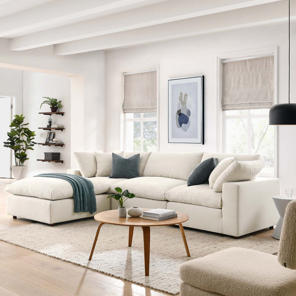 Modway Furniture Commix Four Piece Modular Sectional Sofa with Down Fill and Linen Texture Upholstery EEI-3356-LBG