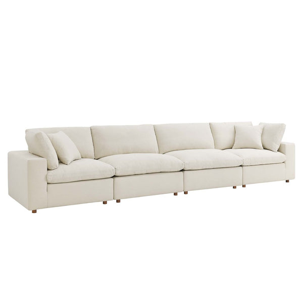 Modway Furniture Commix Four Piece Linen Texture Sectional with Down Fill for Spacious Living Rooms EEI-3357-LBG