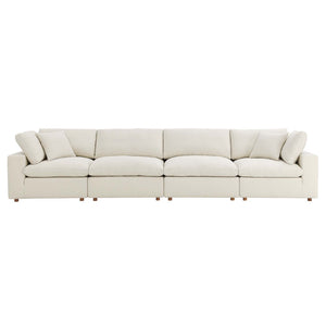 Modway Furniture Commix Four Piece Linen Texture Sectional with Down Fill for Spacious Living Rooms EEI-3357-LBG