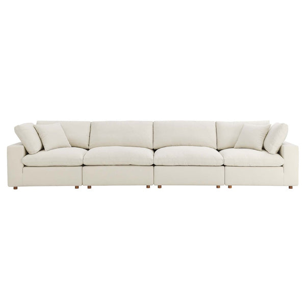 Modway Furniture Commix Four Piece Linen Texture Sectional with Down Fill for Spacious Living Rooms EEI-3357-LBG