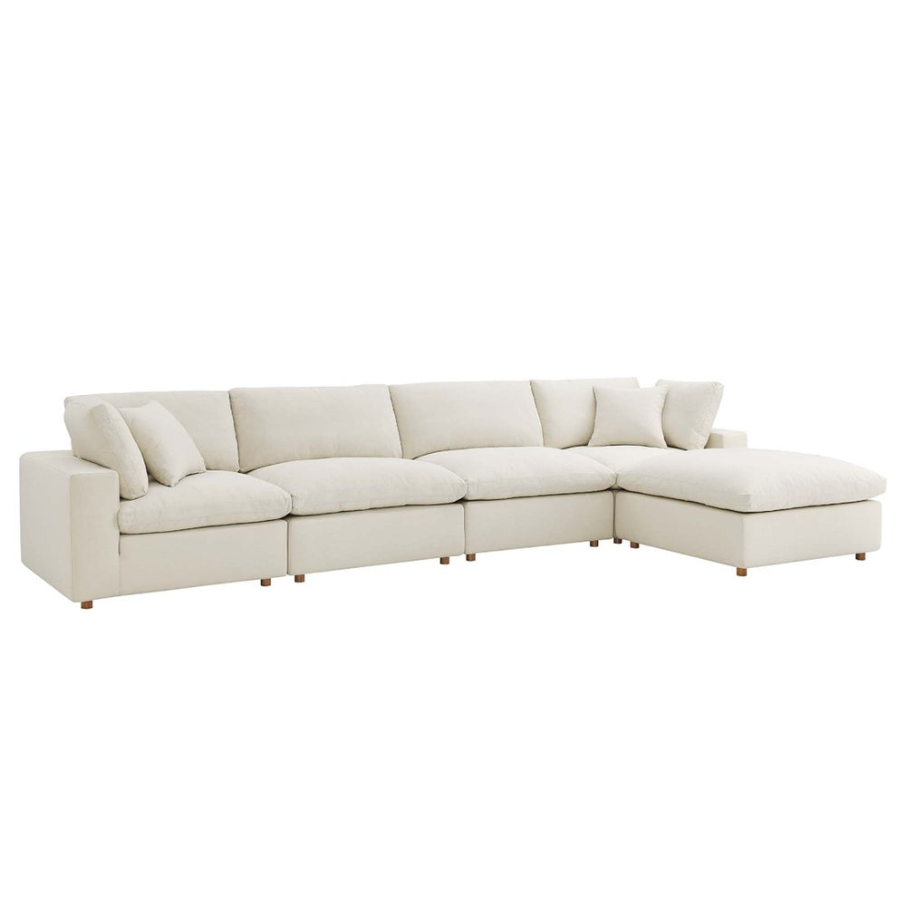 Modway Furniture Commix Five Piece Linen Polyester Sectional Sofa Set with Down Feather Cushions EEI-3358-LBG