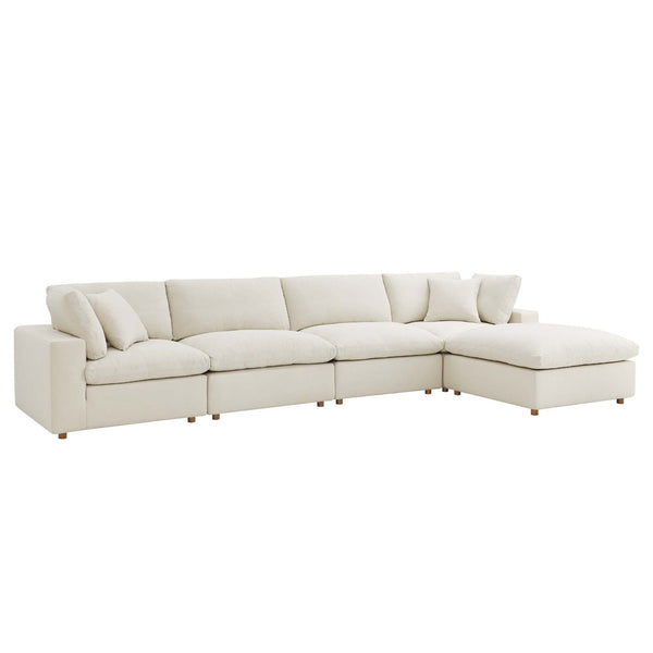 Modway Furniture Commix Five Piece Linen Polyester Sectional Sofa Set with Down Feather Cushions EEI-3358-LBG