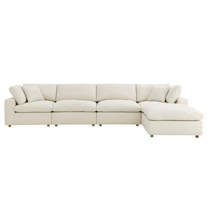 Modway Furniture Commix Five Piece Linen Polyester Sectional Sofa Set with Down Feather Cushions EEI-3358-LBG