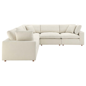 Modway Furniture Commix Five Piece Linen Textured Sectional Sofa with Down Feather Cloud Cushions EEI-3359-LBG