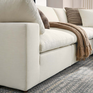 Modway Furniture Commix Five Piece Linen Textured Sectional Sofa with Down Feather Cloud Cushions EEI-3359-LBG